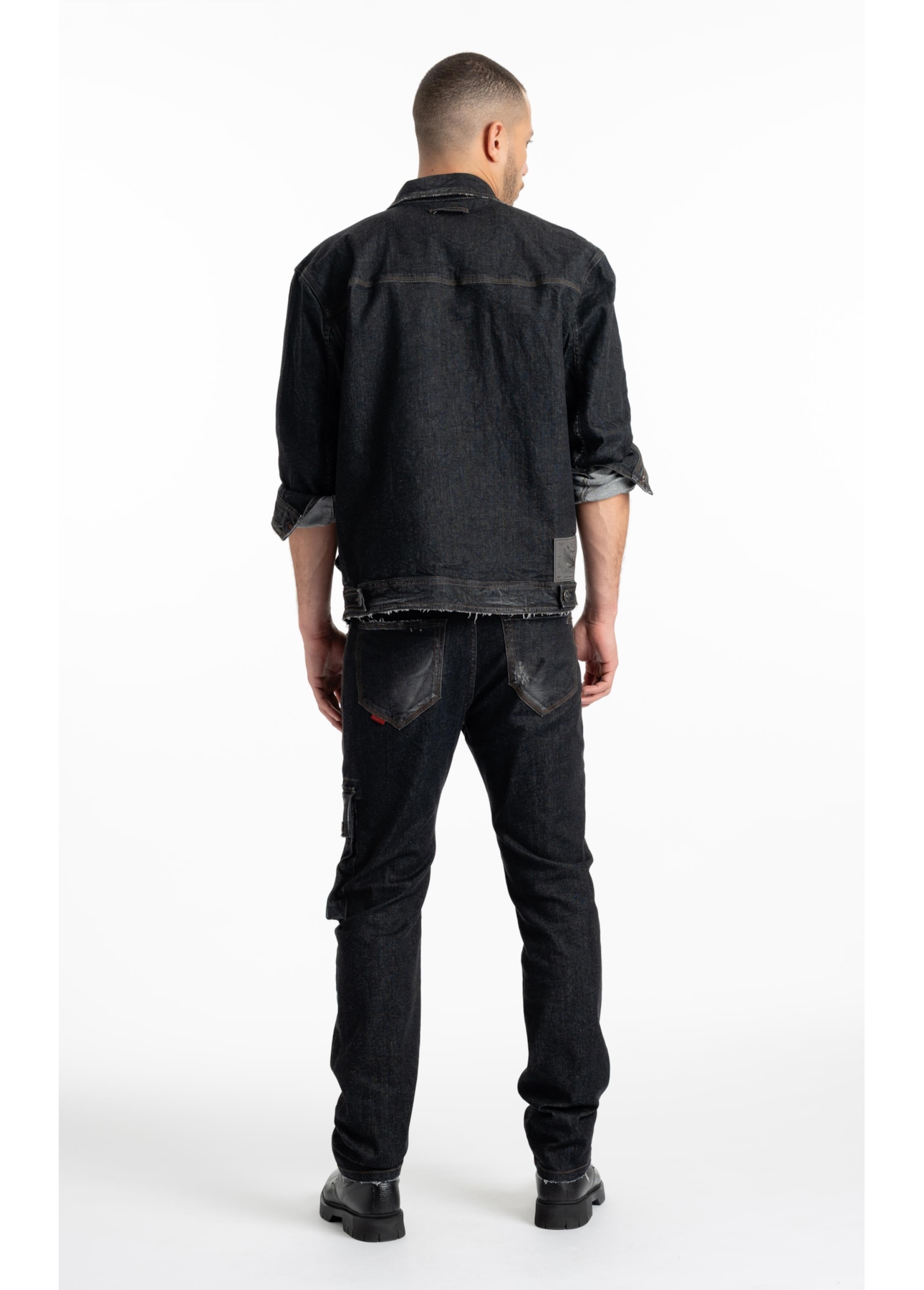 Ocean Elastic (Slim) Cargo Lav.Black Com Resina