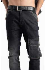 Ocean Elastic (Slim) Cargo Lav.Black Com Resina