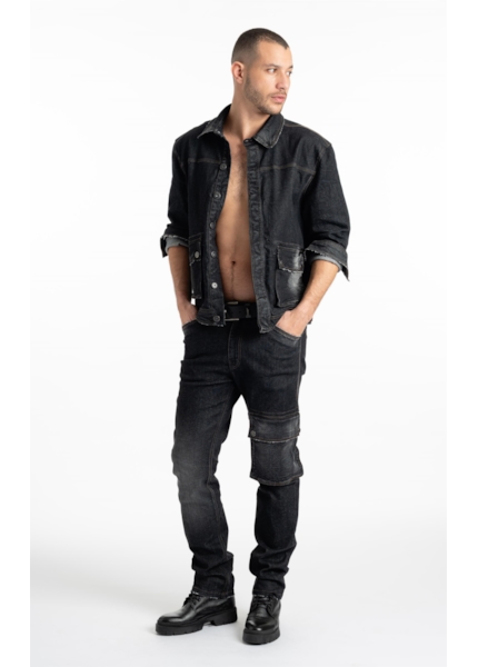 Ocean Elastic (Slim) Cargo Lav.Black Com Resina