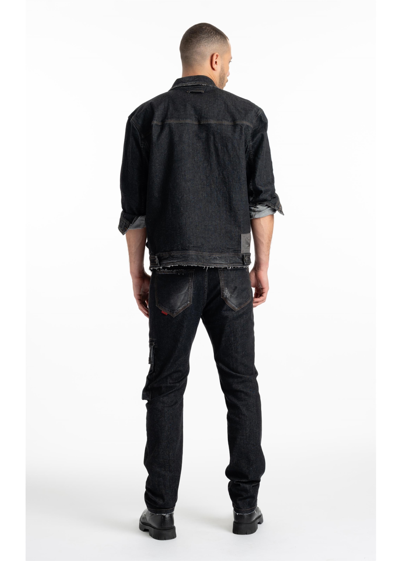 Ocean Elastic (Slim) Cargo Lav.Black Com Resina