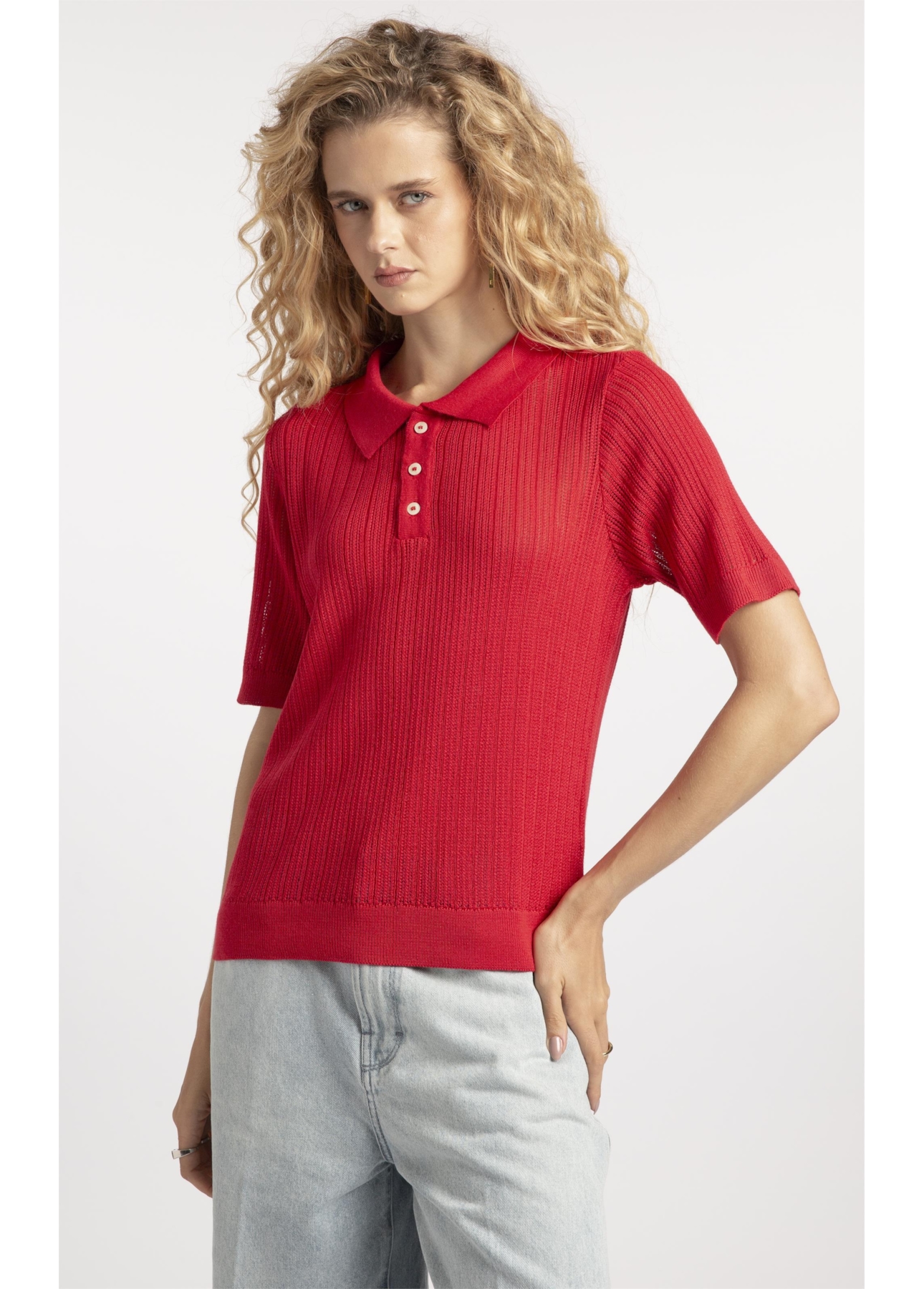 Polo Basic Knit College Vermelho