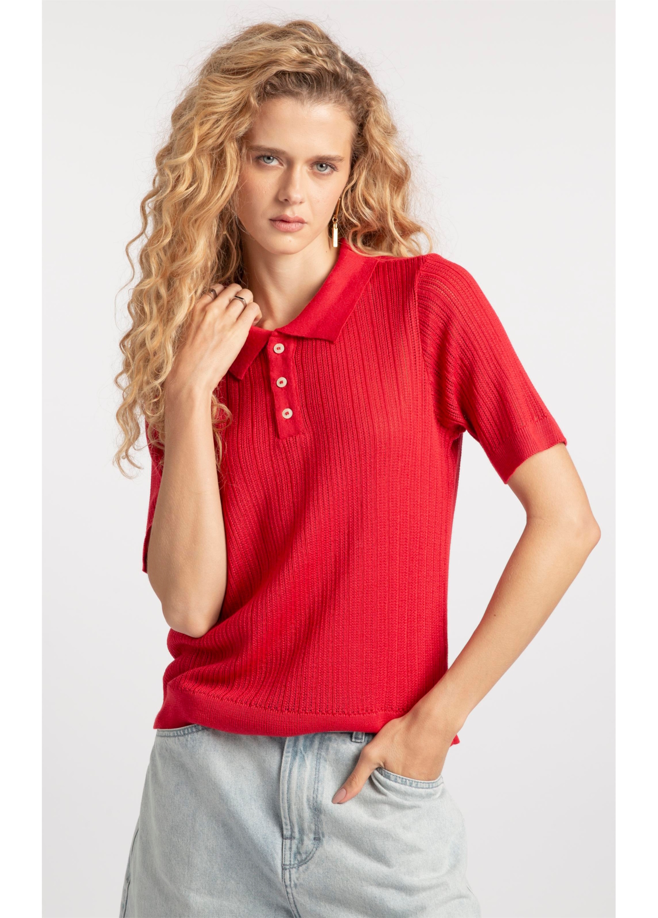 Polo Basic Knit College Vermelho