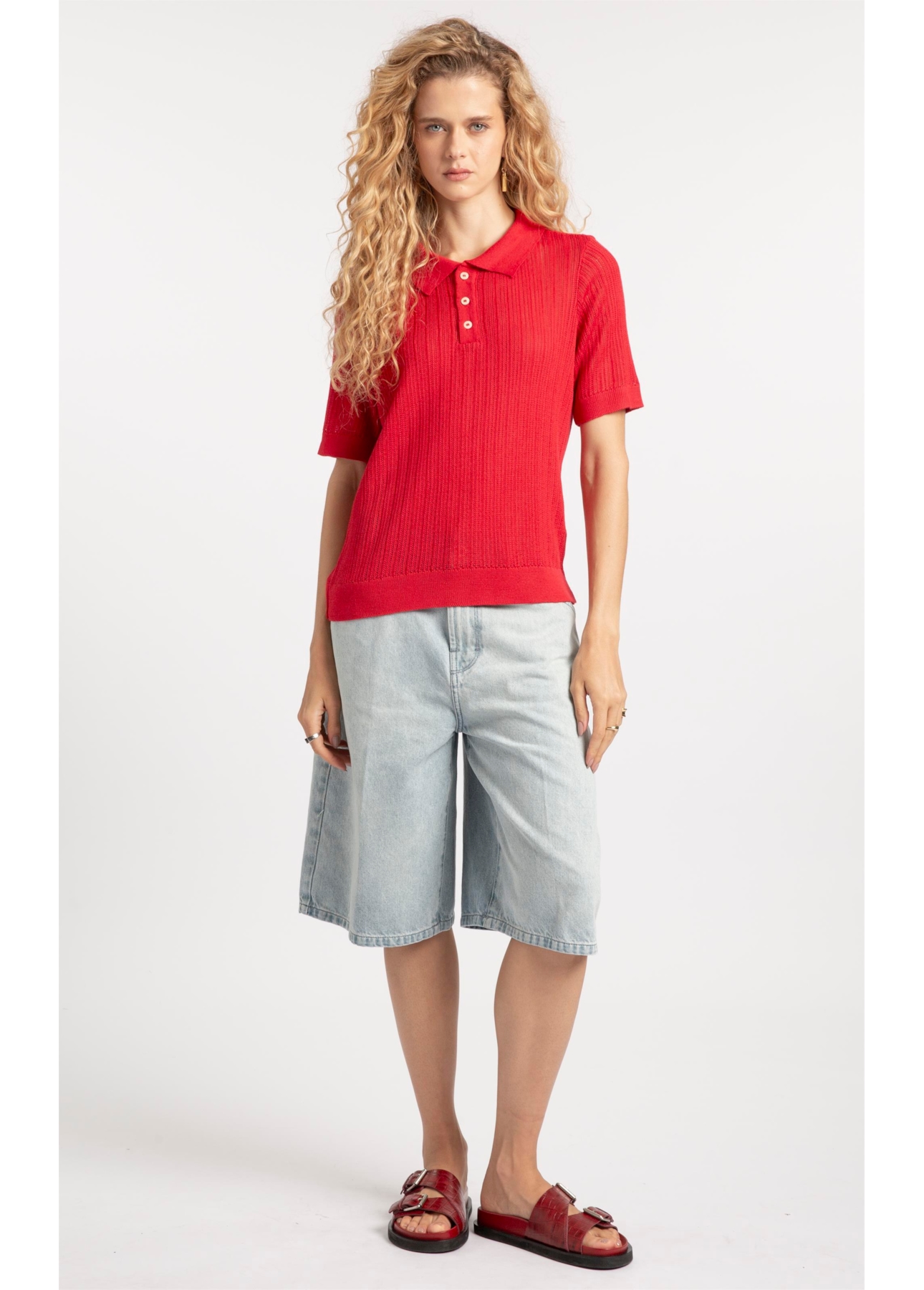 Polo Basic Knit College Vermelho