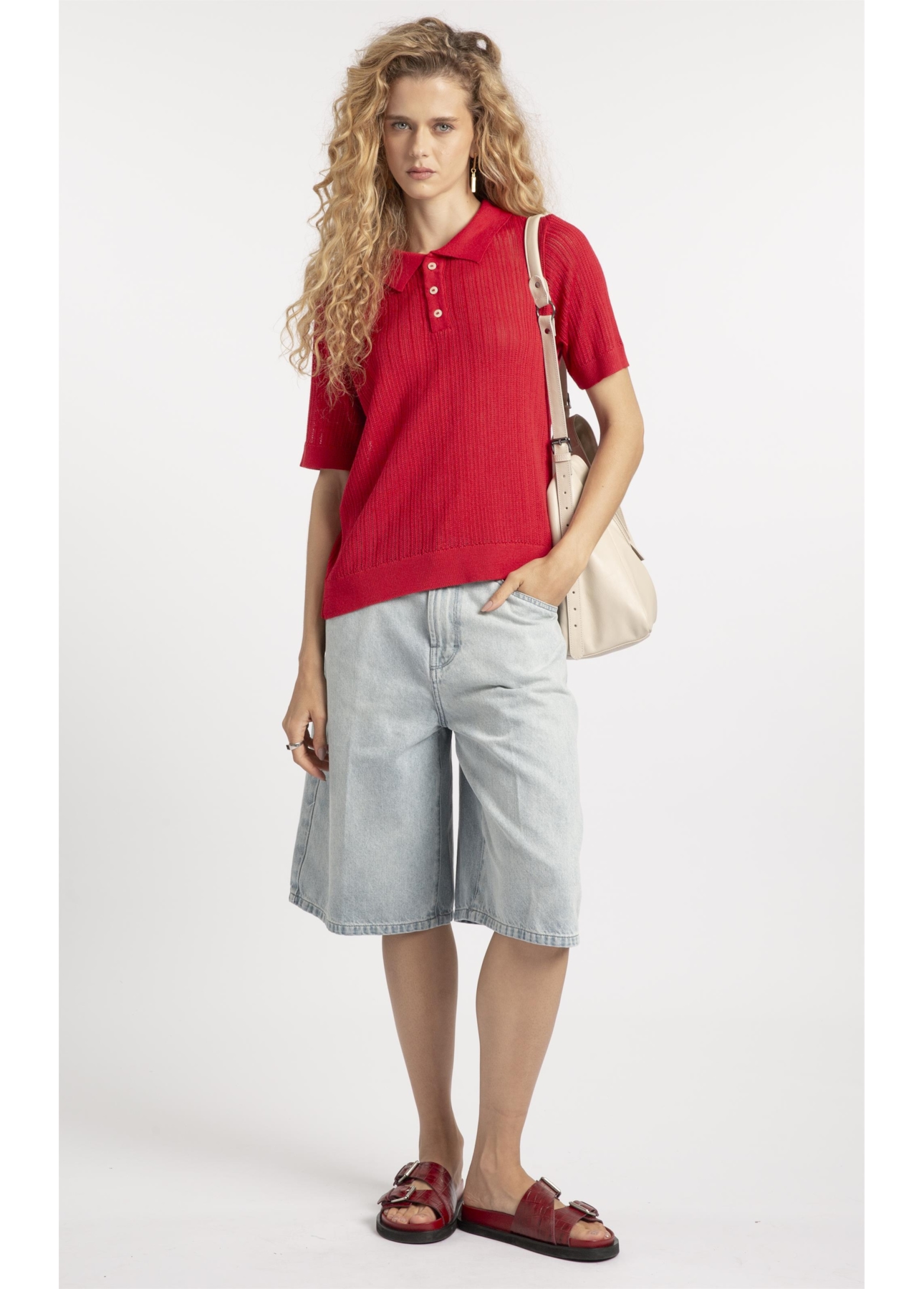 Polo Basic Knit College Vermelho