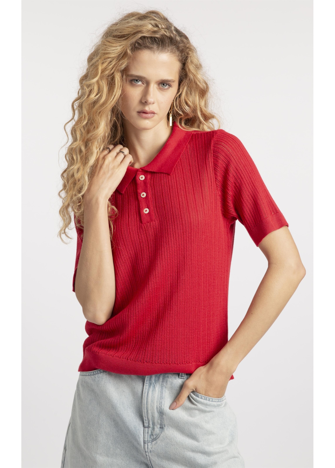 Polo Basic Knit College Vermelho