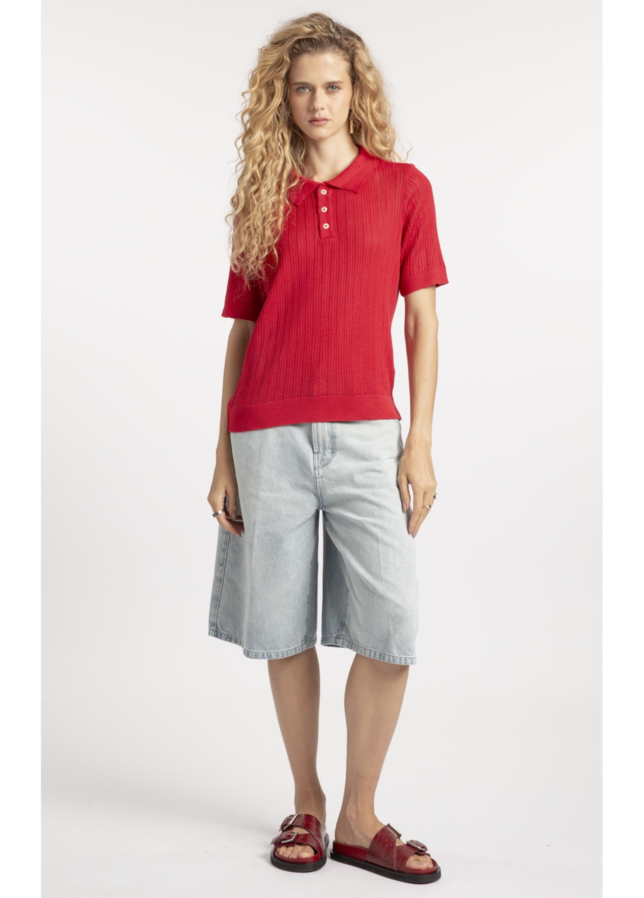 Polo Basic Knit College Vermelho