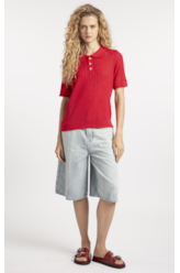 Polo Basic Knit College Vermelho
