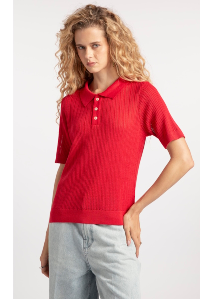 Polo Basic Knit College Vermelho