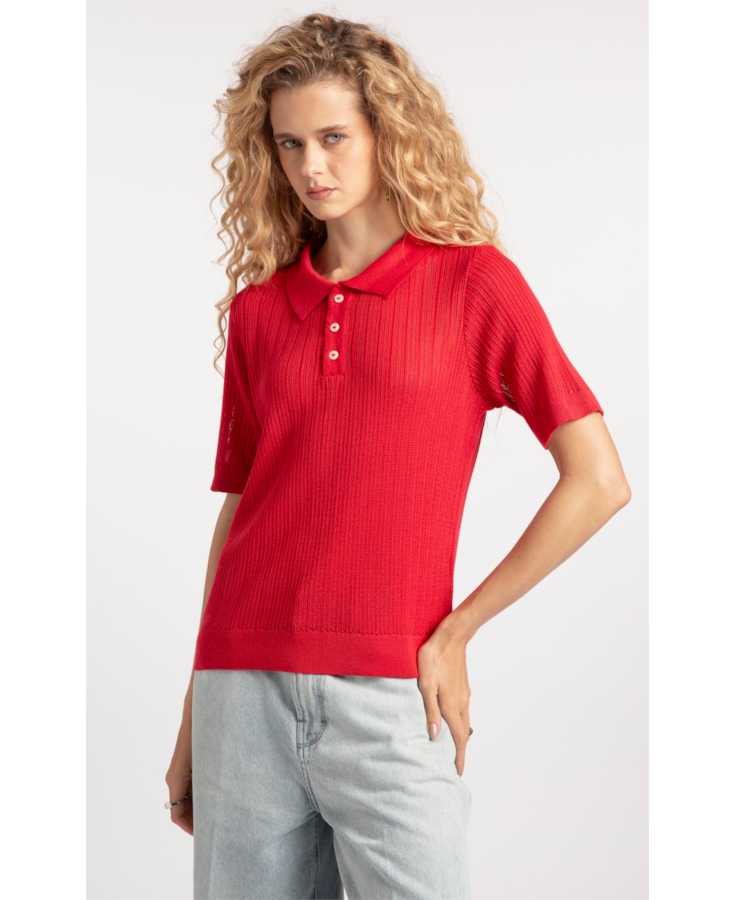 Polo Basic Knit College Vermelho