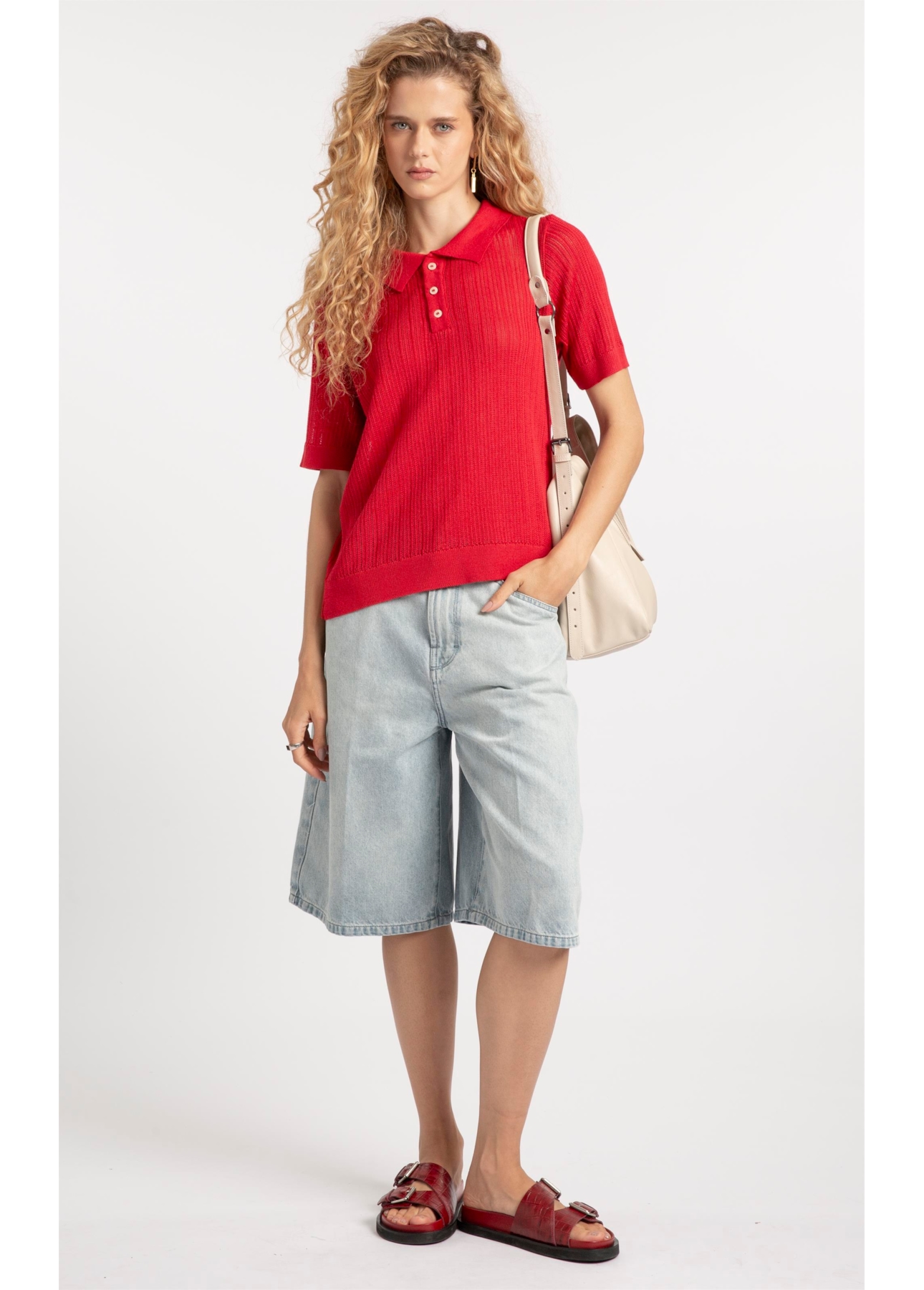 Polo Basic Knit College Vermelho