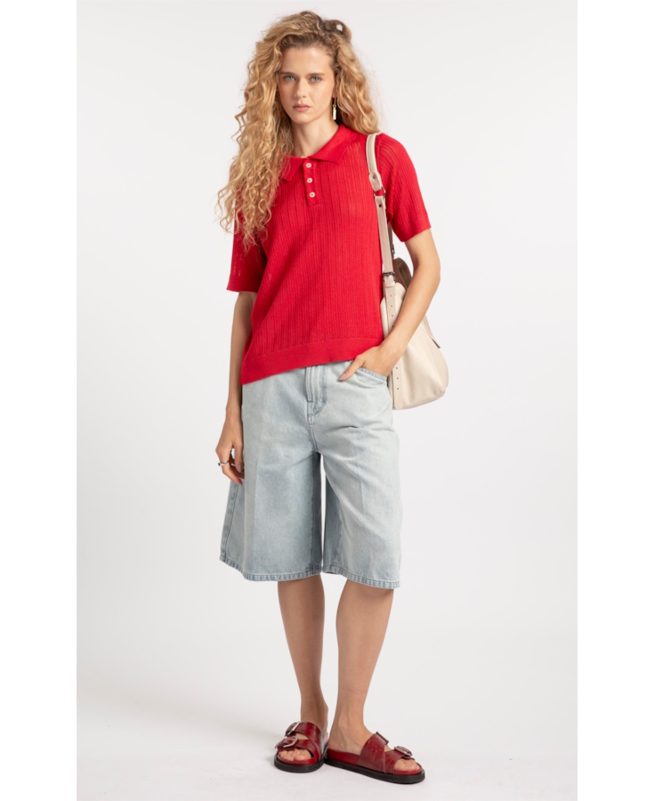 Polo Basic Knit College Vermelho