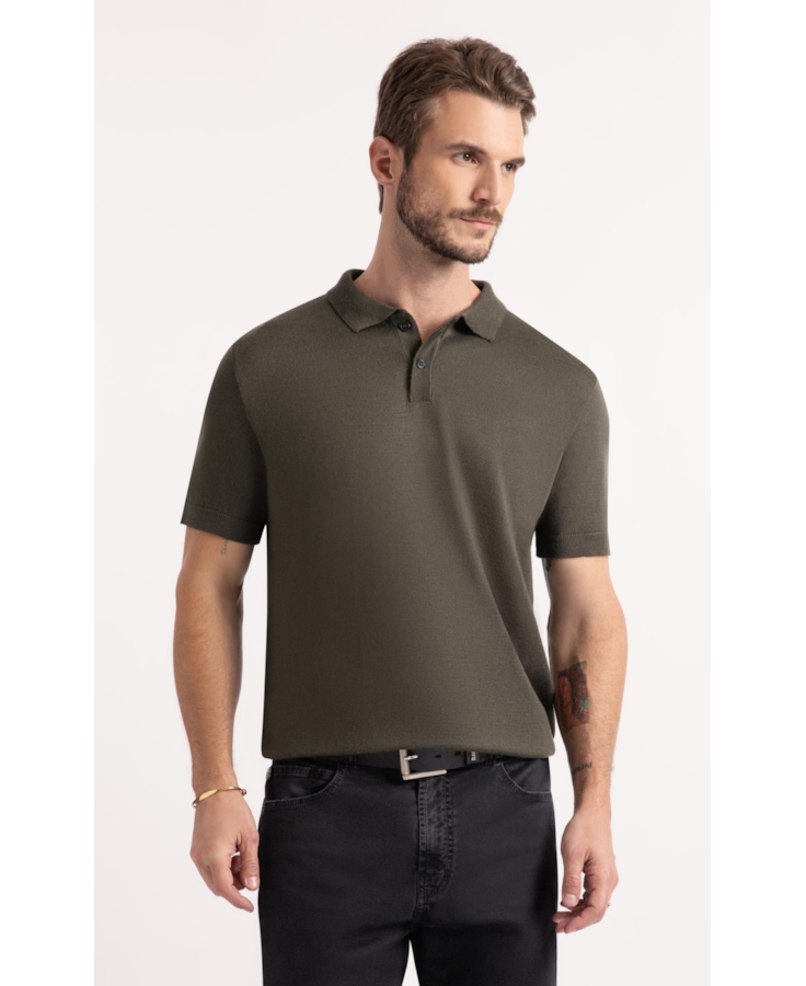 Polo Basic Knit Jersey Verde Militar