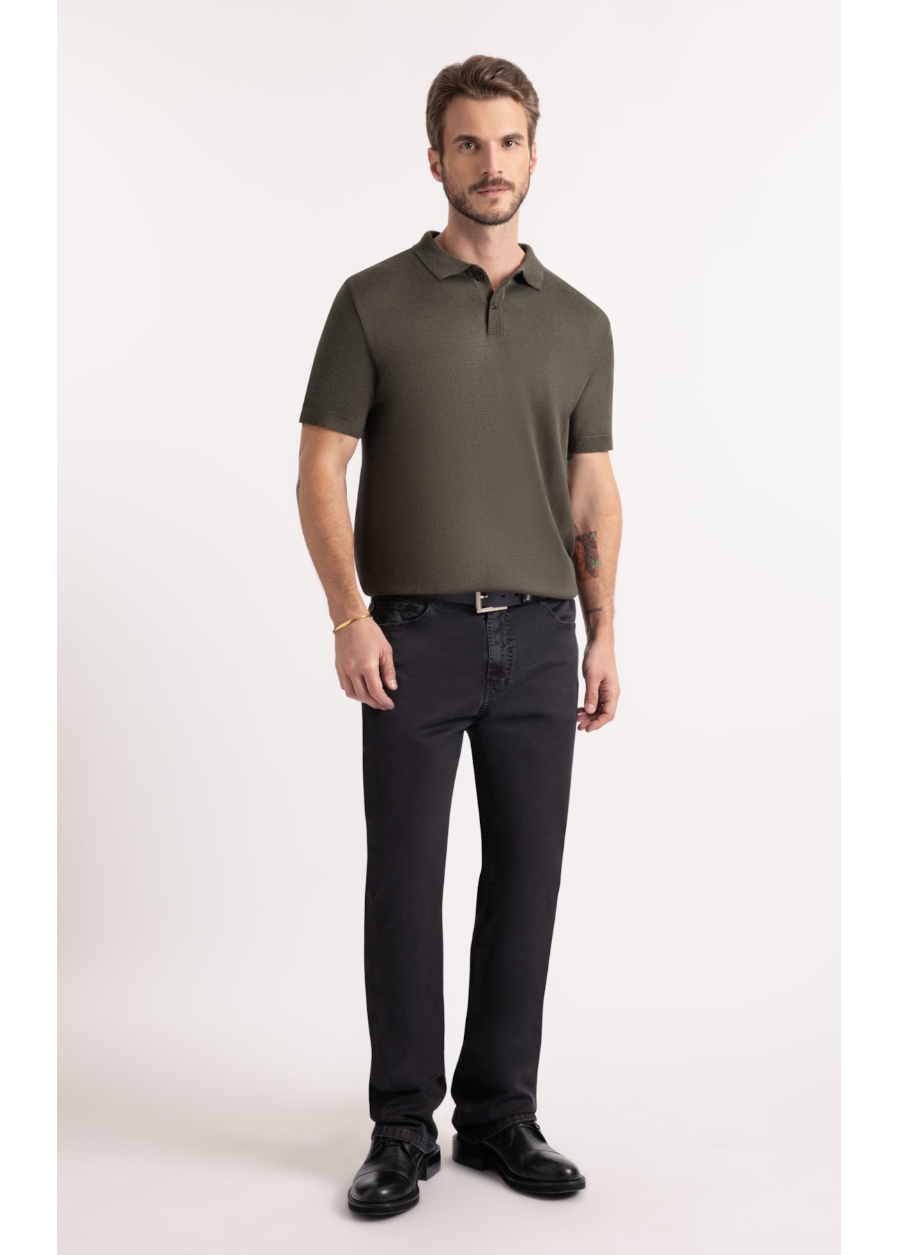 Polo Basic Knit Jersey Verde Militar