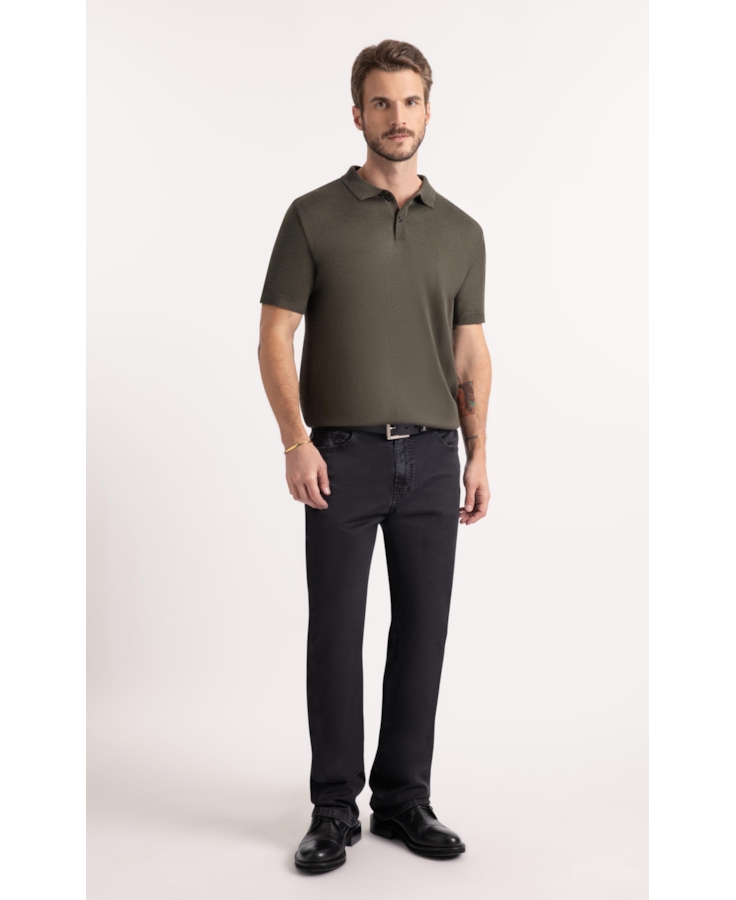 Polo Basic Knit Jersey Verde Militar