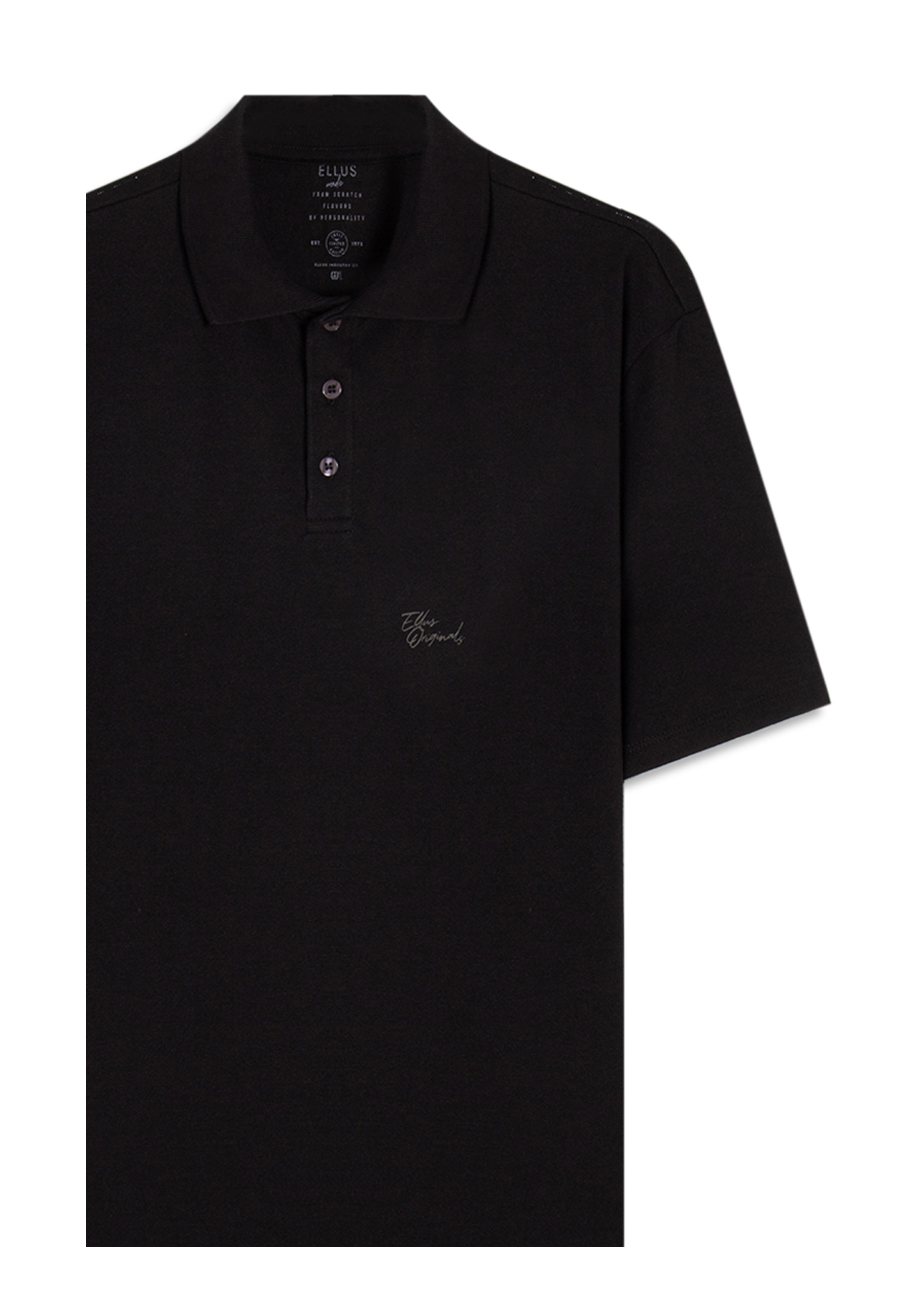 Polo Cotton Fine Ellus Tag Classic Mc Preto