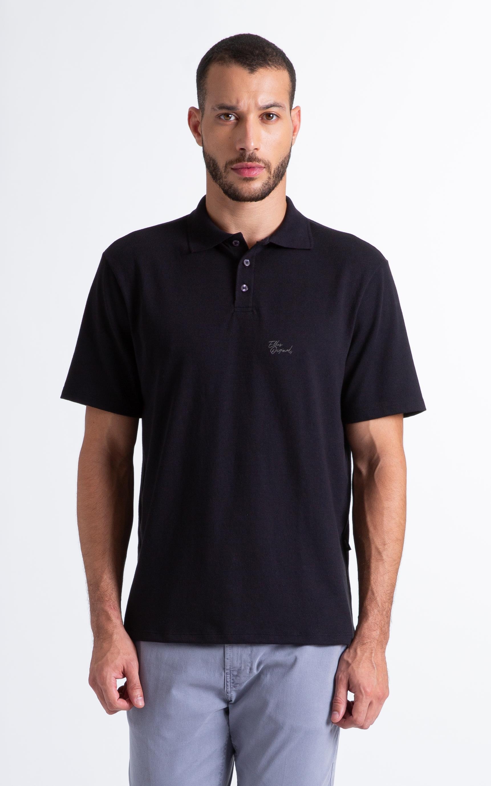 Polo Cotton Fine Ellus Tag Classic Mc Preto