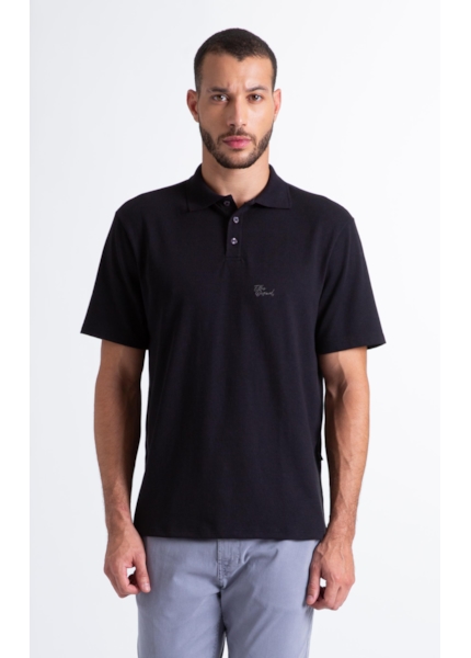 Polo Cotton Fine Ellus Tag Classic Mc Preto