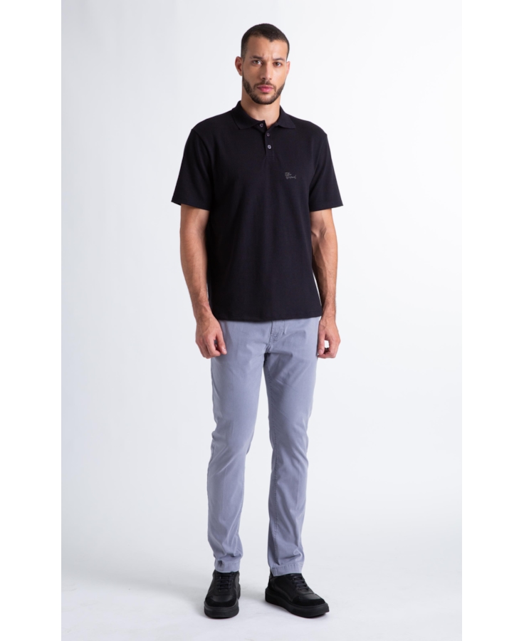 Polo Cotton Fine Ellus Tag Classic Mc Preto