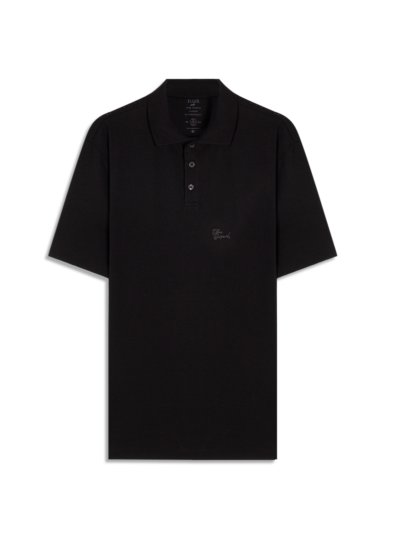 Polo Cotton Fine Ellus Tag Classic Mc Preto