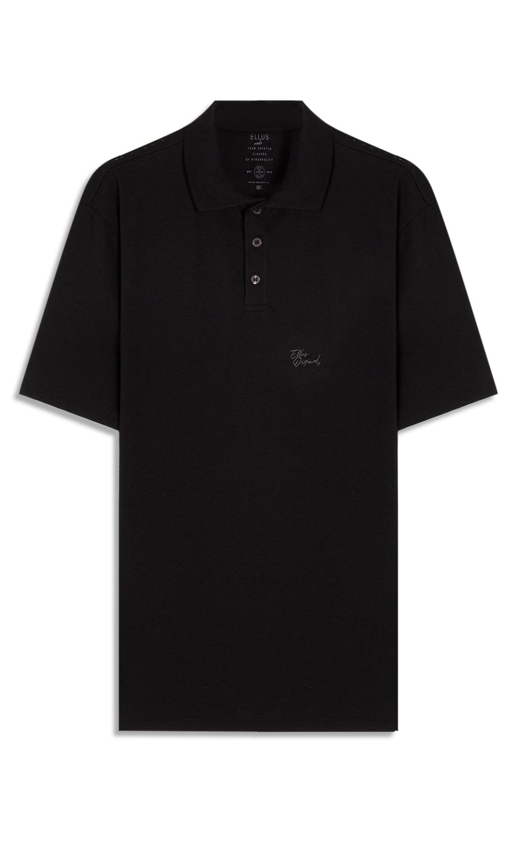 Polo Cotton Fine Ellus Tag Classic Mc Preto
