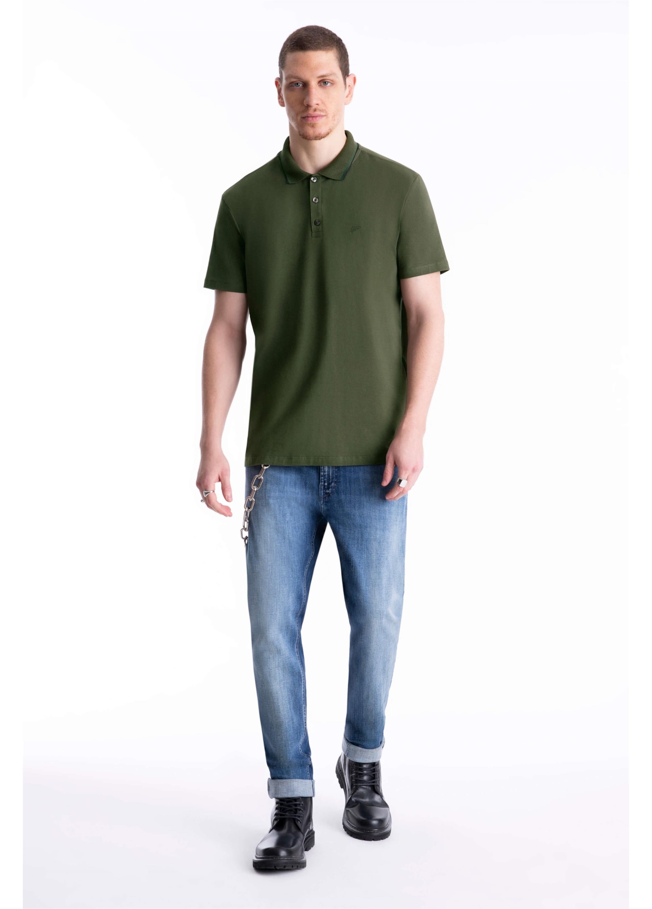 Polo Cotton Slim Easa Classic Verde Militar