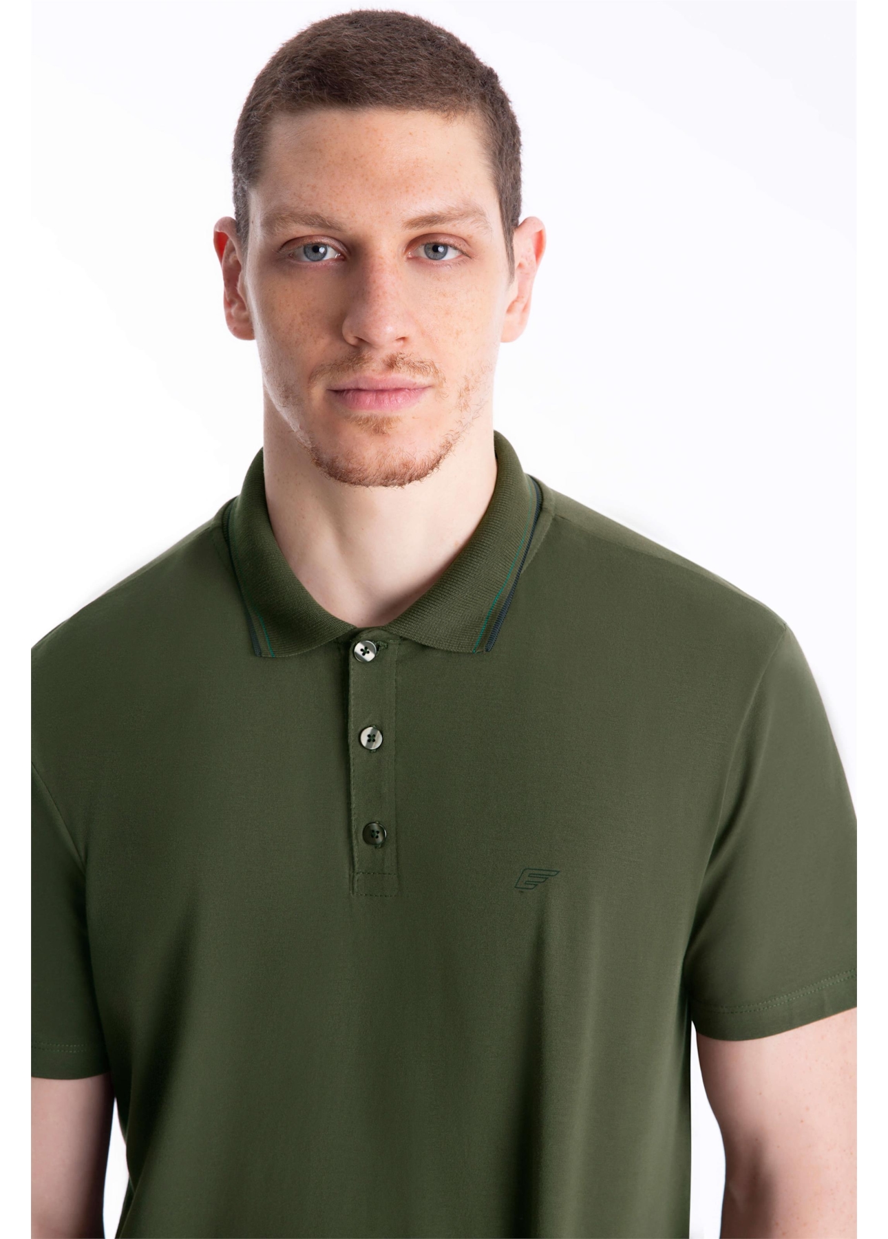Polo Cotton Slim Easa Classic Verde Militar
