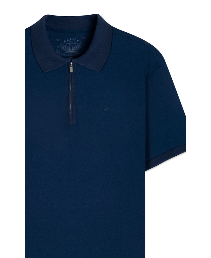 Polo  Easa Friso Slim Marinho