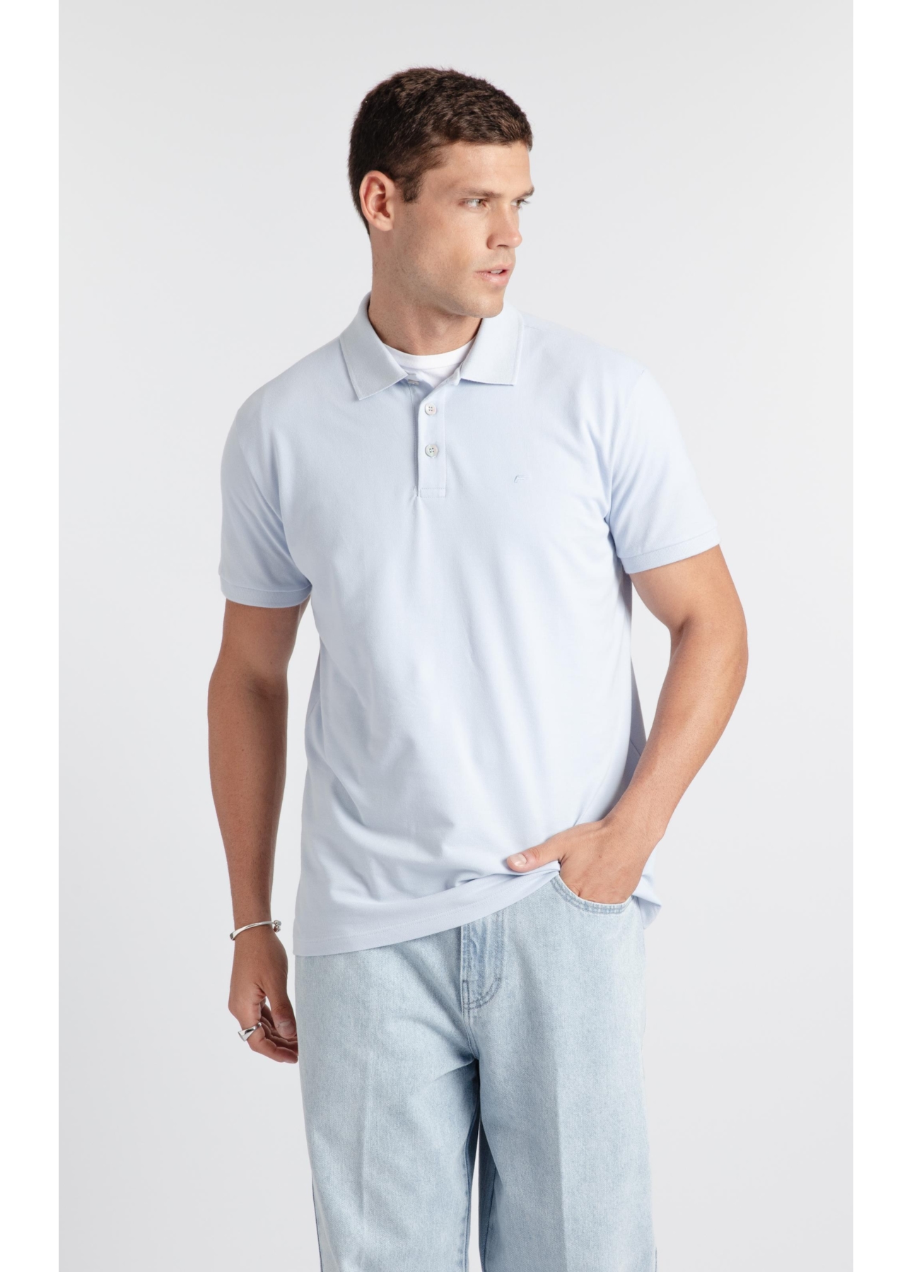 Polo Easa Piquet Classic Azul Claro