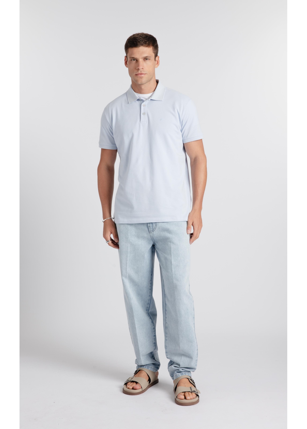Polo Easa Piquet Classic Azul Claro