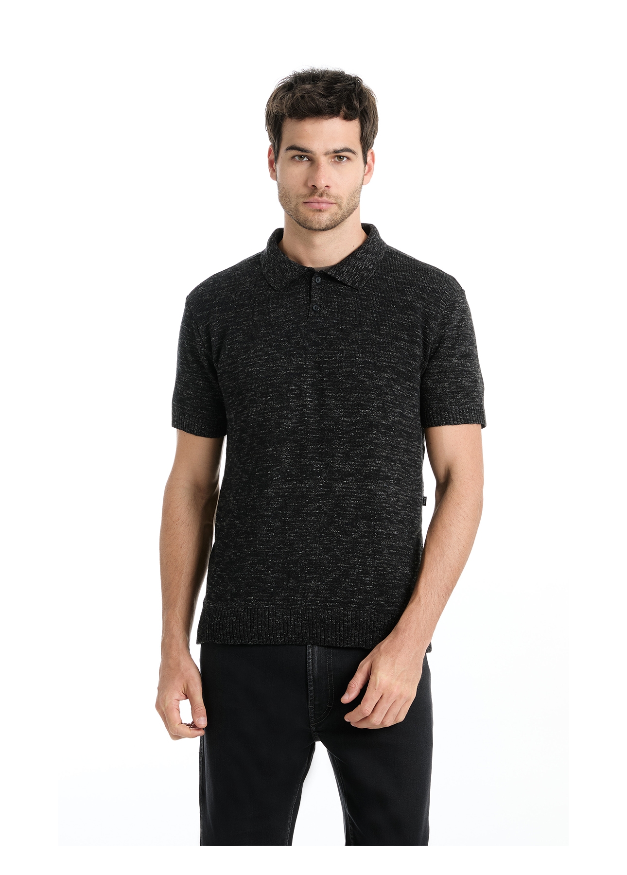 Polo Flame Jersy Button Chumbo Mescla