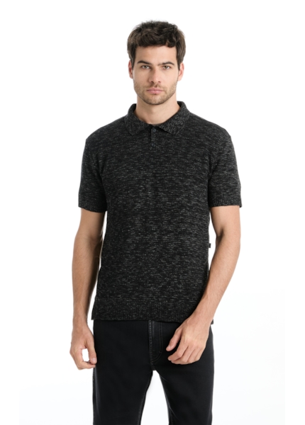 Polo Flame Jersy Button Chumbo Mescla
