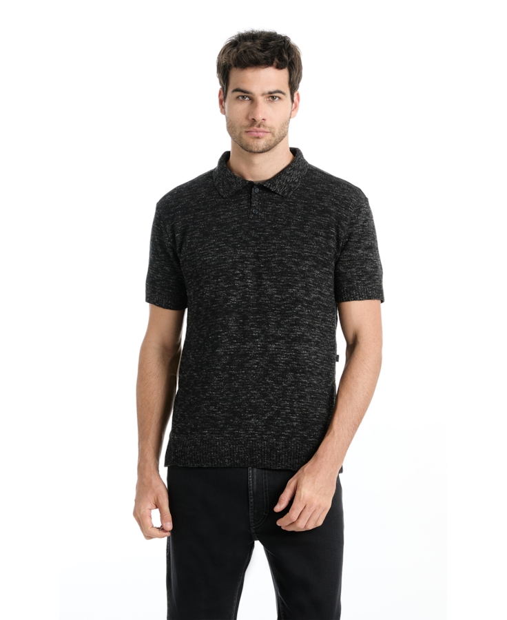 Polo Flame Jersy Button Chumbo Mescla