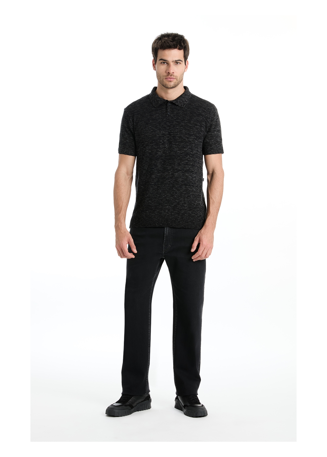Polo Flame Jersy Button Chumbo Mescla
