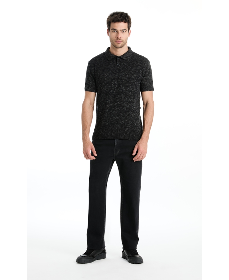 Polo Flame Jersy Button Chumbo Mescla