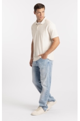 Polo Malha Favo Easa Friso Classic Off White