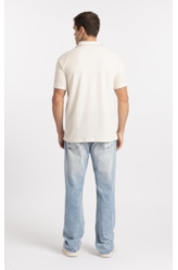 Polo Malha Favo Easa Friso Classic Off White