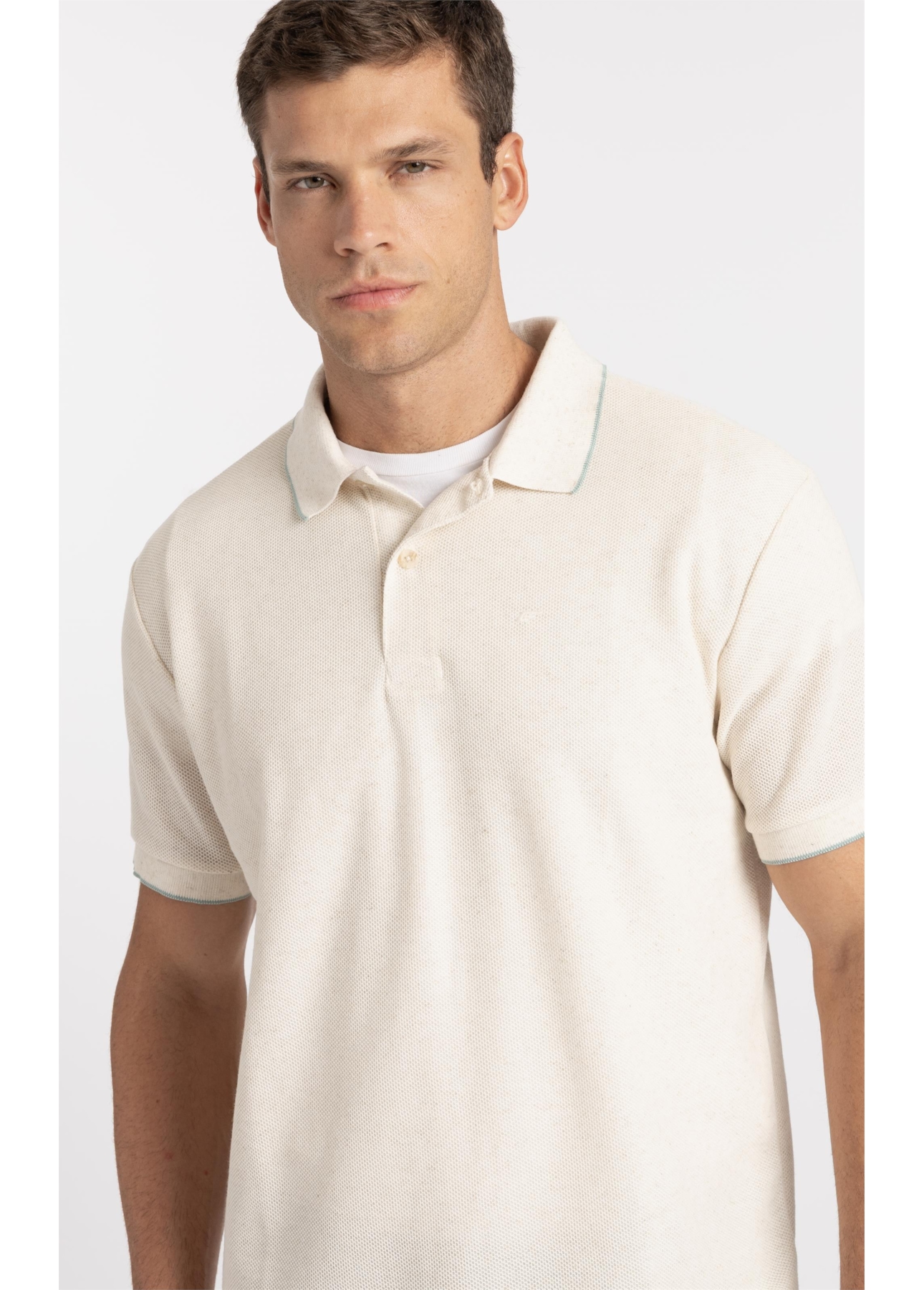 Polo Malha Favo Easa Friso Classic Off White
