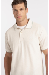 Polo Malha Favo Easa Friso Classic Off White
