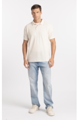 Polo Malha Favo Easa Friso Classic Off White