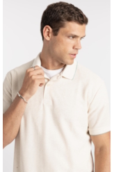 Polo Malha Favo Easa Friso Classic Off White