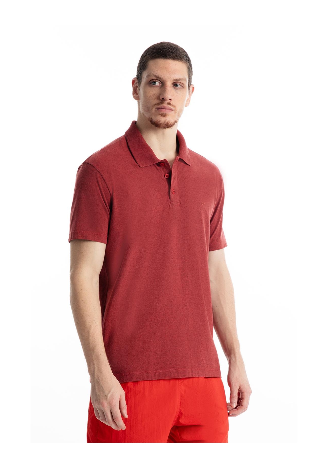 Polo Piquet Cotton Melange Easa Vermelho