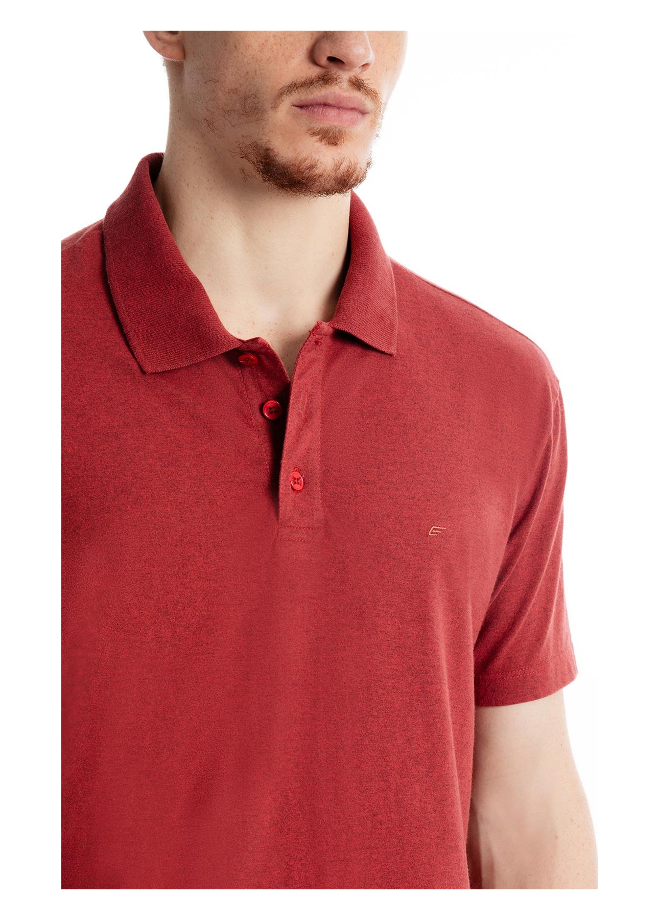 Polo Piquet Cotton Melange Easa Vermelho