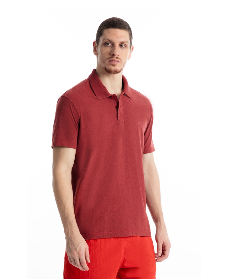 Polo Piquet Cotton Melange Easa Vermelho