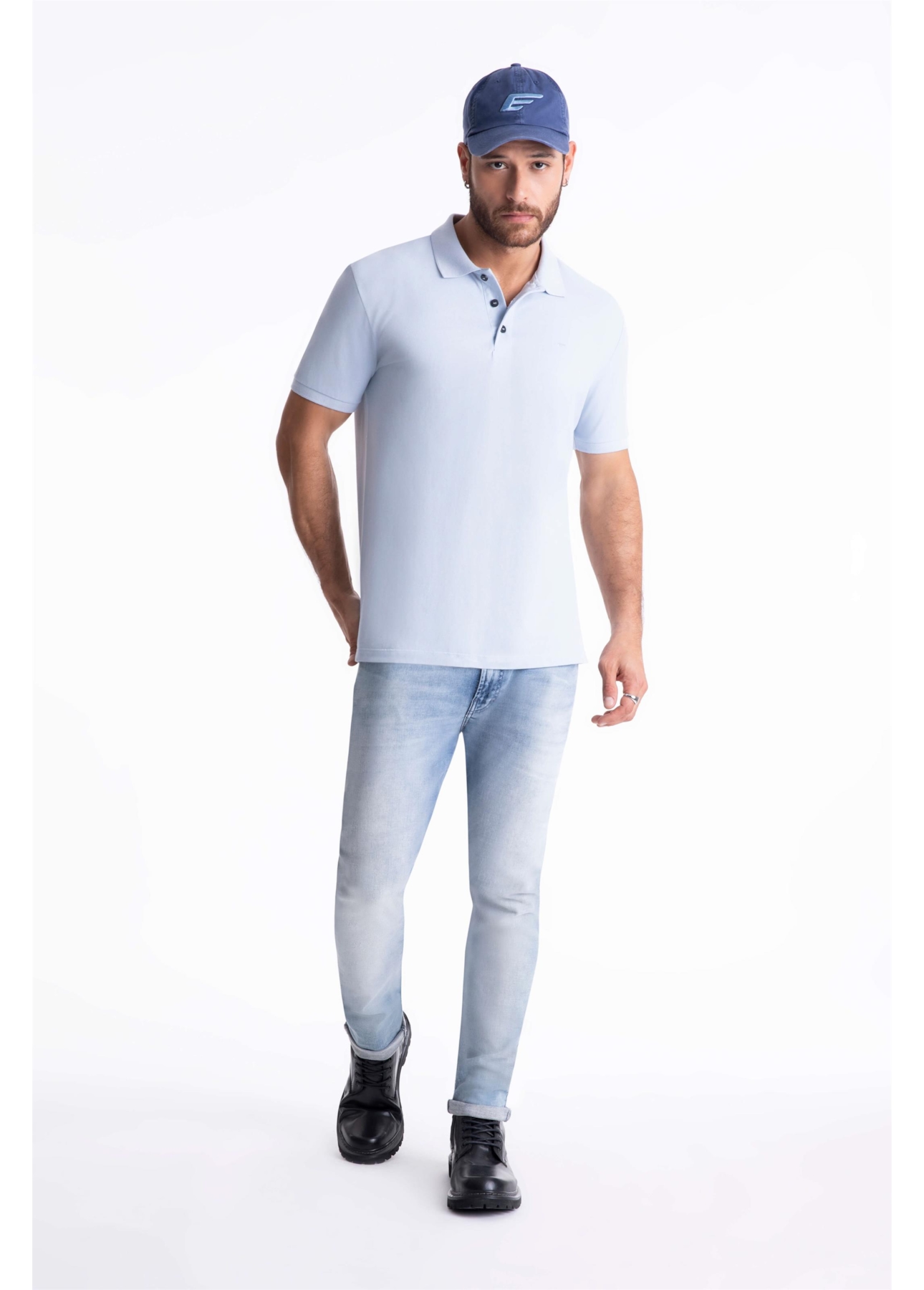 Polo Piquet Easa Classic Azul Claro