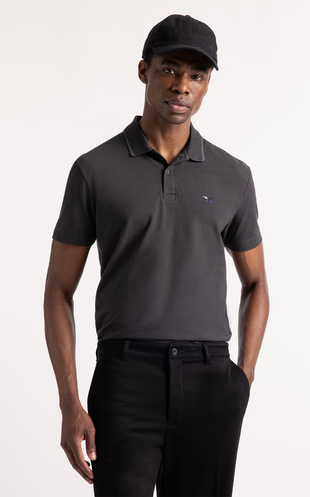 Polo Jacquard Texture Plumbo
