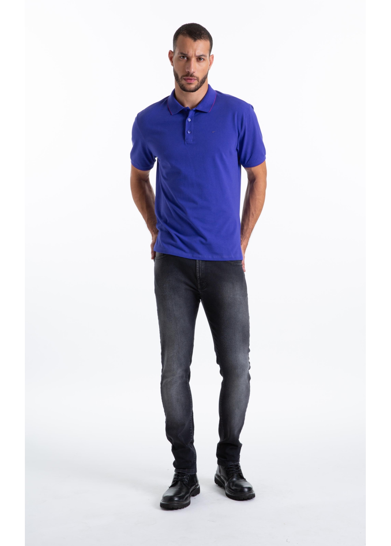 Polo Piquet Easa Friso Azul Carbono