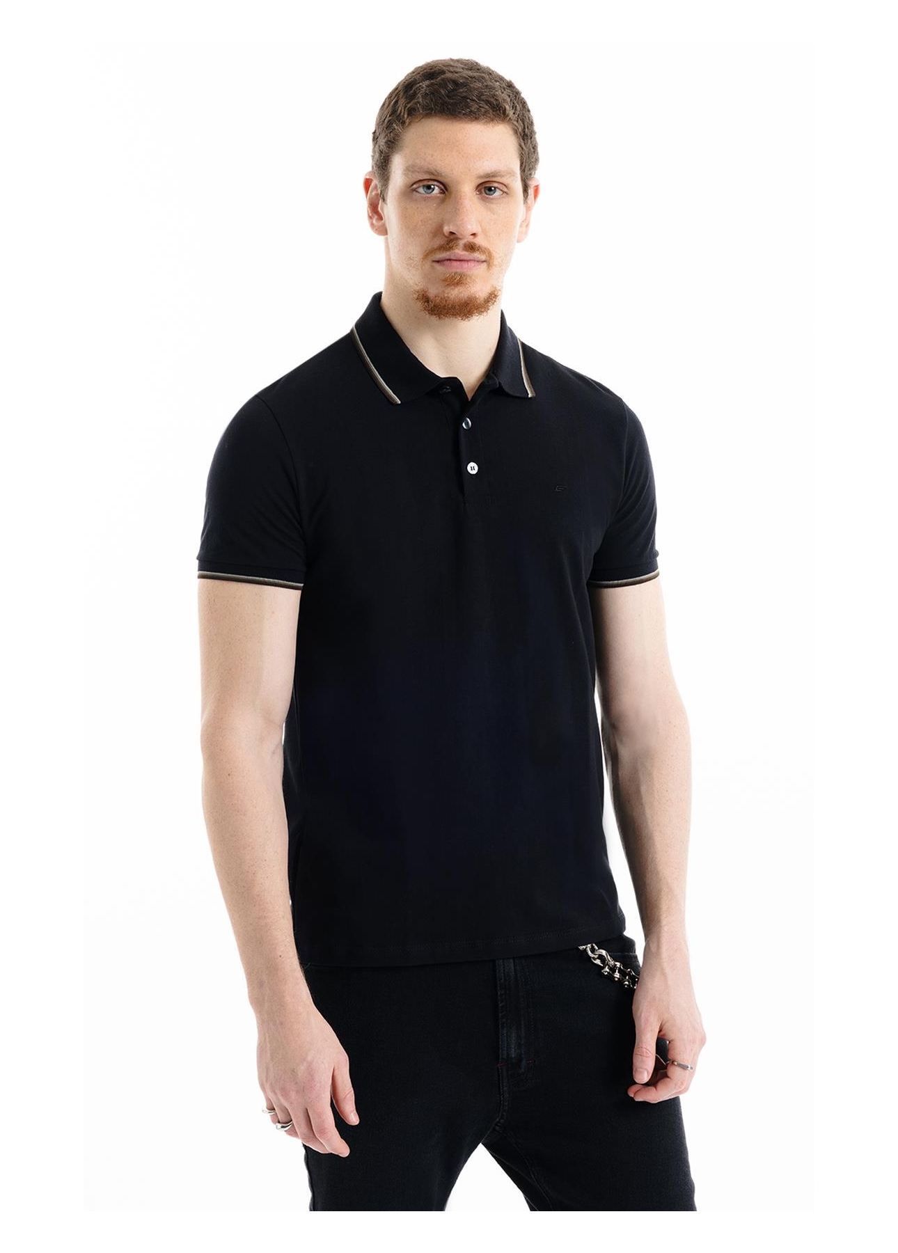 Polo Piquet Easa Friso Preto