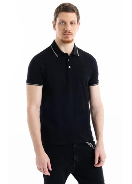 Polo Piquet Easa Friso Preto