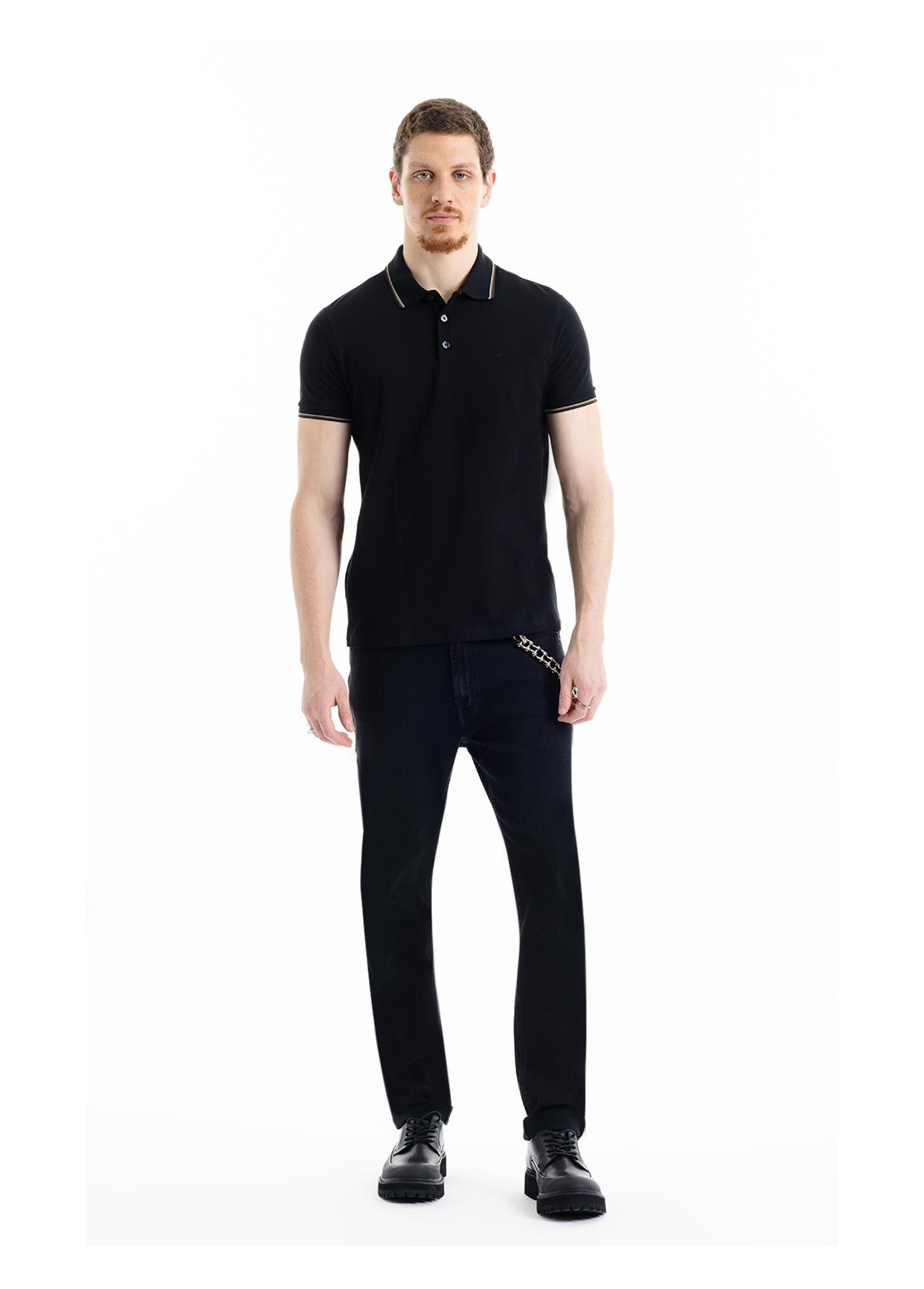 Polo Piquet Easa Friso Preto