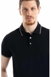 Polo Piquet Easa Friso Preto